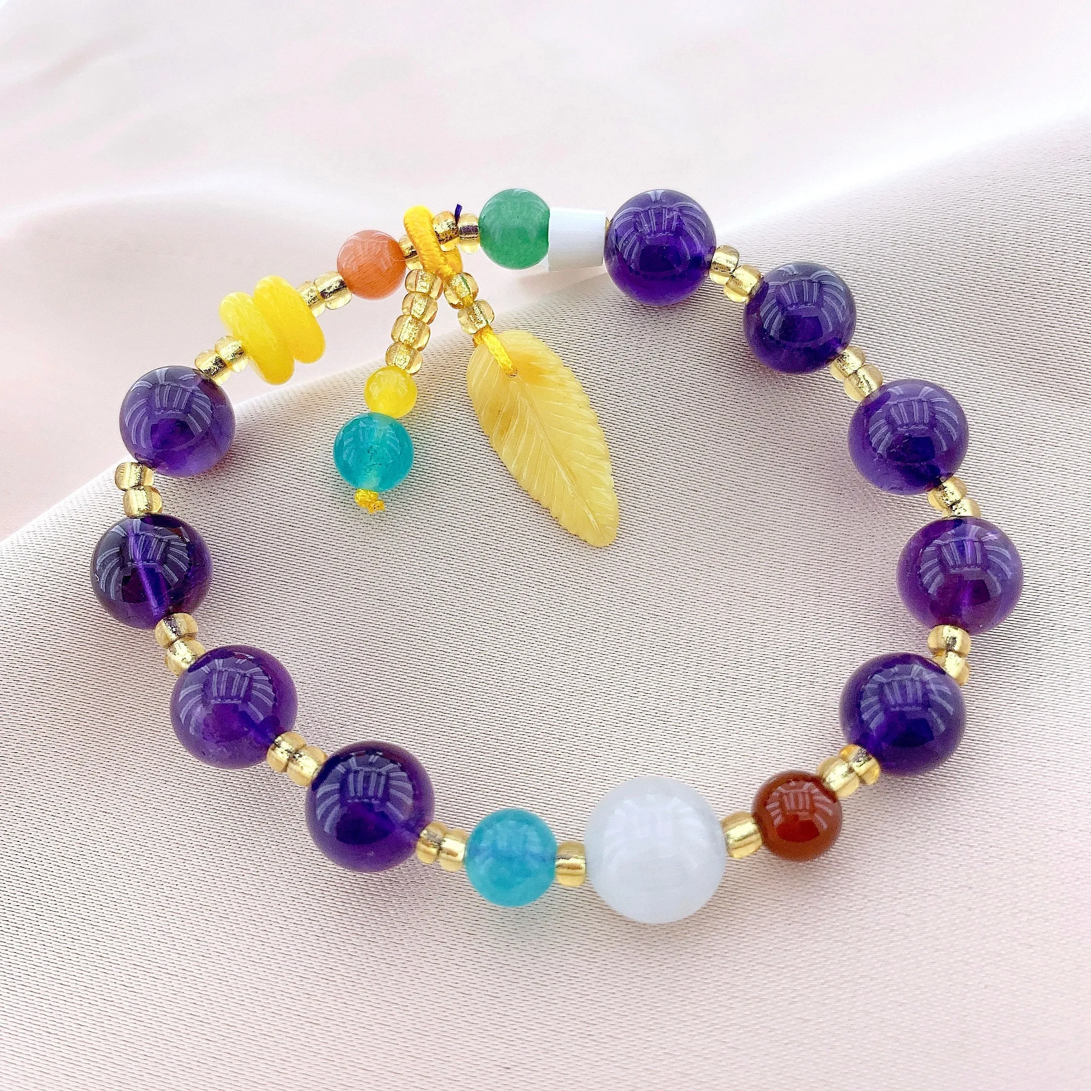 Women's Amethyst Beads Gemstone Bracelet