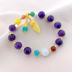 Women's Amethyst Beads Gemstone Bracelet