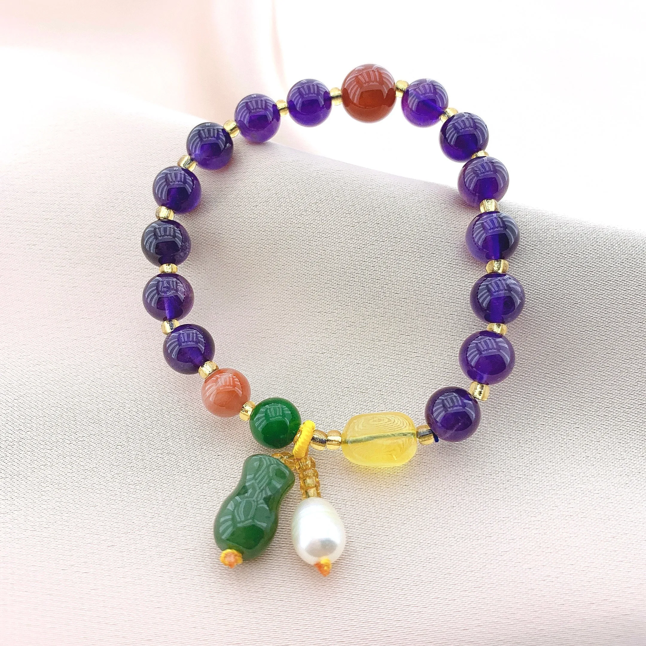 Women's Amethyst Crystal Beads Gemstone Bracelet